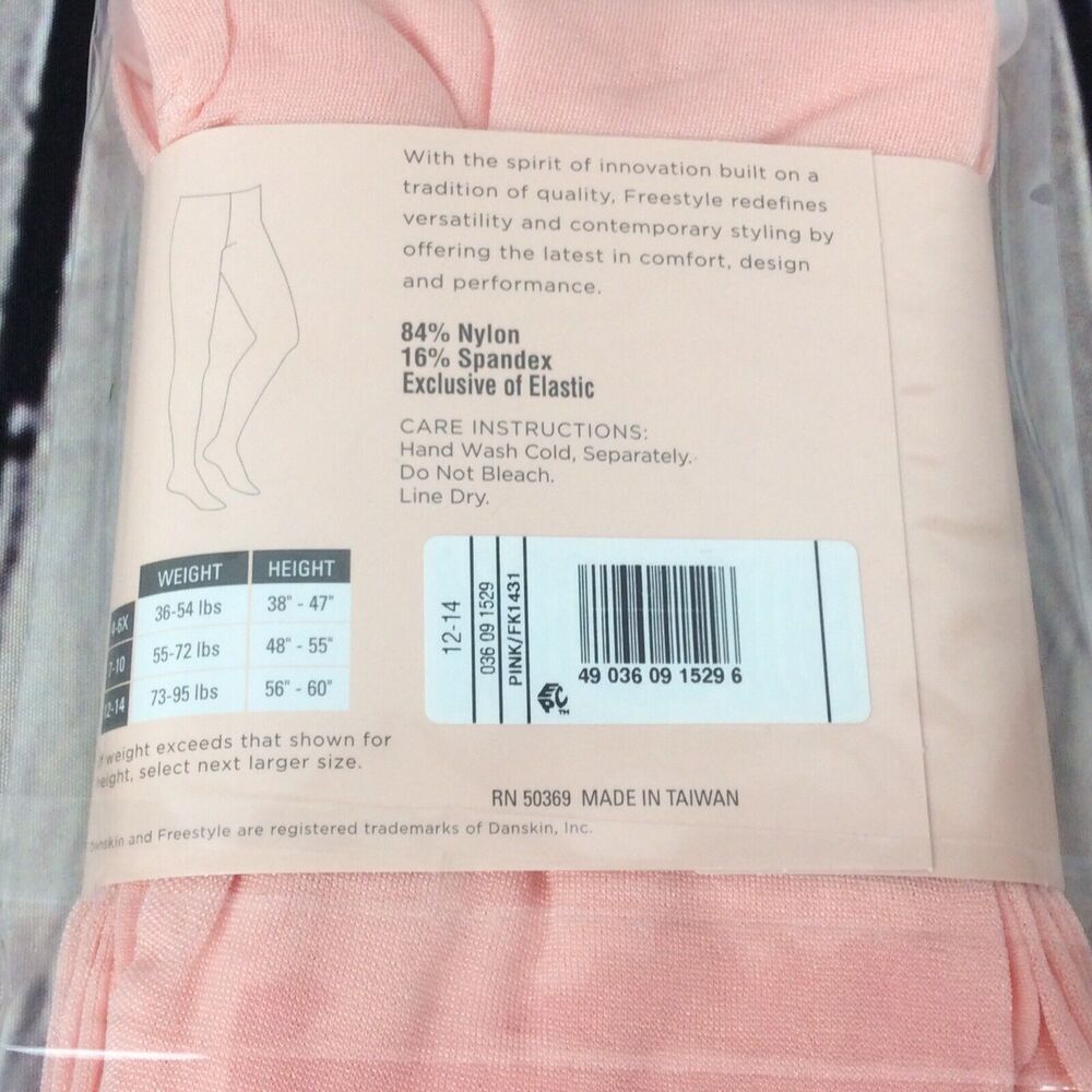 Freestyle by Danskin Footed Tights Pink Dance Ballet Girls Size 12-14 Dancewear - Picture 5 of 5
